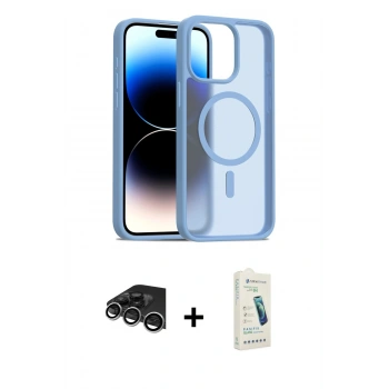 MARSİLYAN™- iPhone 14 Pro Max Kılıf Siluet Minimal Prime - Şeffaf Pasifik Cam Ekran Koruyucu + Raze Metal Kamera Lens - GS
