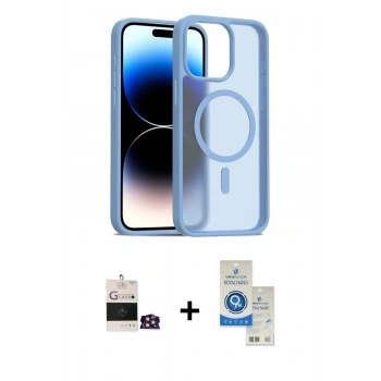 MARSİLYAN™- iPhone 14 Pro Max Kılıf Siluet Minimal Prime - Şeffaf Royal Nano Ekran Koruyucu + Bilvis Titan Kamera Lens - GD