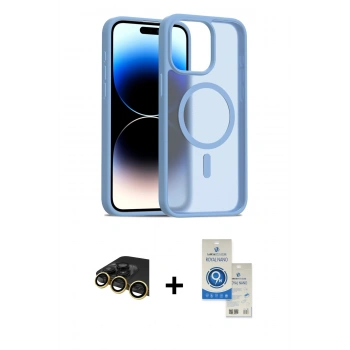 MARSİLYAN™- iPhone 14 Pro Max Kılıf Siluet Minimal Prime - Şeffaf Royal Nano Ekran Koruyucu + Raze Metal Kamera Lens - GD