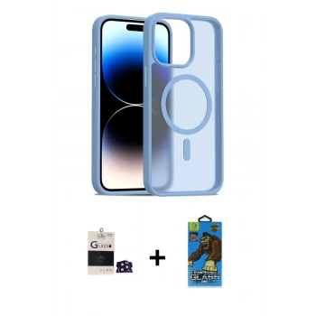 MARSİLYAN™- iPhone 14 Pro Max Kılıf Siluet Minimal Prime - Siyah 18D Cam Ekran Koruyucu + Bilvis Titan Kamera Lens - DNMR