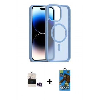 MARSİLYAN™- iPhone 14 Pro Max Kılıf Siluet Minimal Prime - Siyah 18D Cam Ekran Koruyucu + Bilvis Titan Kamera Lens - GD