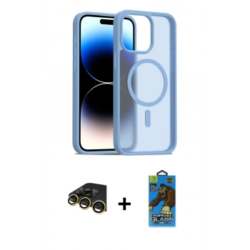 MARSİLYAN™- iPhone 14 Pro Max Kılıf Siluet Minimal Prime - Siyah 18D Cam Ekran Koruyucu + Raze Metal Kamera Lens - GD