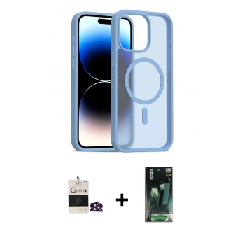 MARSİLYAN™- iPhone 14 Pro Max Kılıf Siluet Minimal Prime - Siyah 360 Mat Full Body Arka Koruyucu + Bilvis Titan Kamera Lens - GD