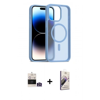 MARSİLYAN™- iPhone 14 Pro Max Kılıf Siluet Minimal Prime - Siyah Bilvis 3D Mat Cam Ekran Koruyucu + Bilvis Titan Kamera Lens - GS