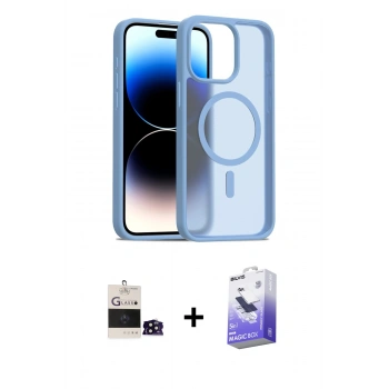 MARSİLYAN™- iPhone 14 Pro Max Kılıf Siluet Minimal Prime - Siyah Bilvis 5in1 5D Magic Hayalet Cam Ekran Koruyucu + Bilvis Titan Kamera Lens - SH