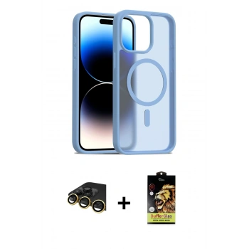 MARSİLYAN™- iPhone 14 Pro Max Kılıf Siluet Minimal Prime - Siyah Buffer Cam Ekran Koruyucu + Raze Metal Kamera Lens - GD