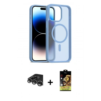 MARSİLYAN™- iPhone 14 Pro Max Kılıf Siluet Minimal Prime - Siyah Buffer Cam Ekran Koruyucu + Raze Metal Kamera Lens - GS