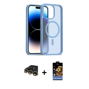MARSİLYAN™- iPhone 14 Pro Max Kılıf Siluet Minimal Prime - Siyah Buffer Hayalet Cam Ekran Koruyucu + Raze Metal Kamera Lens - GD