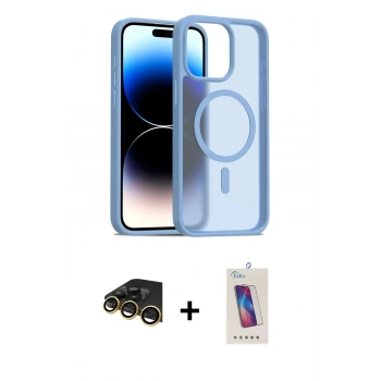 MARSİLYAN™- iPhone 14 Pro Max Kılıf Siluet Minimal Prime - Siyah Joko 5D Cam + Raze Metal Kamera Lens - GD