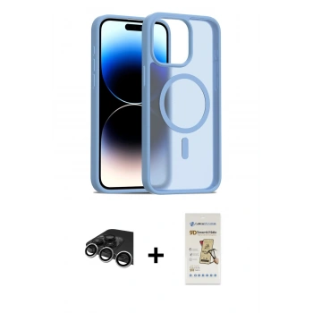 MARSİLYAN™- iPhone 14 Pro Max Kılıf Siluet Minimal Prime - Siyah Mat Seramik Nano Ekran Koruyucu + Raze Metal Kamera Lens - GS