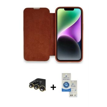 MARSİLYAN™- iPhone 14 Pro Max Kılıf Siluet Minimal Serisi - Şeffaf Royal Nano Ekran Koruyucu + Raze Metal Kamera Lens - GD