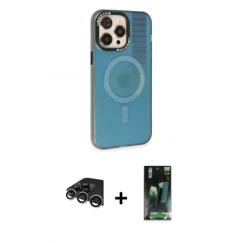 MARSİLYAN™- iPhone 14 Pro Max Kılıf Siluet Modern Koleksiyonu - Şeffaf 360 Full Body Arka Koruyucu + Raze Metal Kamera Lens - GS