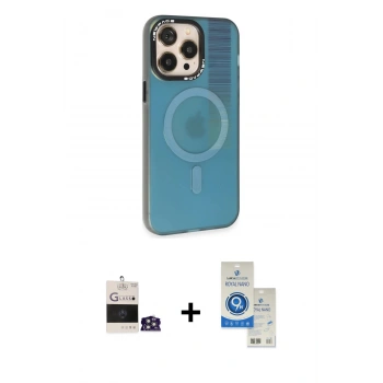 MARSİLYAN™- iPhone 14 Pro Max Kılıf Siluet Modern Koleksiyonu - Şeffaf Royal Nano Ekran Koruyucu + Bilvis Titan Kamera Lens - GS