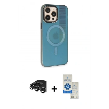 MARSİLYAN™- iPhone 14 Pro Max Kılıf Siluet Modern Koleksiyonu - Şeffaf Royal Nano Ekran Koruyucu + Raze Metal Kamera Lens - GS