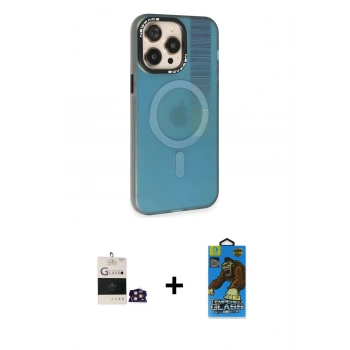 MARSİLYAN™- iPhone 14 Pro Max Kılıf Siluet Modern Koleksiyonu - Siyah 18D Cam Ekran Koruyucu + Bilvis Titan Kamera Lens - GD