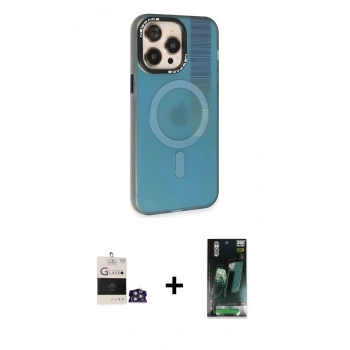 MARSİLYAN™- iPhone 14 Pro Max Kılıf Siluet Modern Koleksiyonu - Siyah 360 Mat Full Body Arka Koruyucu + Bilvis Titan Kamera Lens - GS
