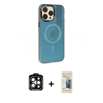 MARSİLYAN™- iPhone 14 Pro Max Kılıf Siluet Modern Koleksiyonu - Siyah 6D Mat Seramik Hayalet Nano Ekran Koruyucu + PVD Metal Kamera Lens - TU