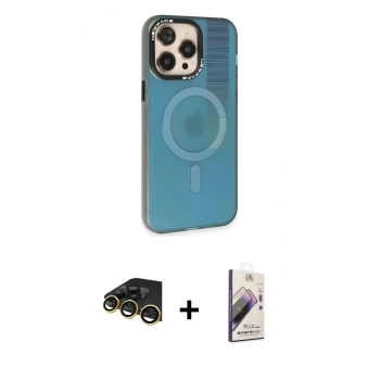 MARSİLYAN™- iPhone 14 Pro Max Kılıf Siluet Modern Koleksiyonu - Siyah Bilvis 3D Mat Cam Ekran Koruyucu + Raze Metal Kamera Lens - GD