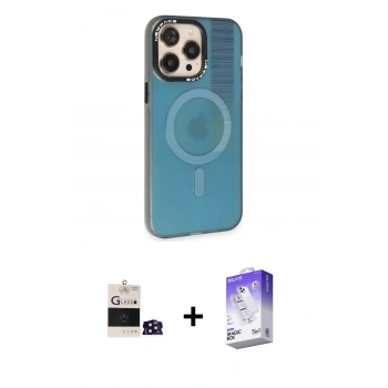 MARSİLYAN™- iPhone 14 Pro Max Kılıf Siluet Modern Koleksiyonu - Siyah Bilvis 5in1 3D Magic Cam Ekran Koruyucu + Bilvis Titan Kamera Lens - DNMR