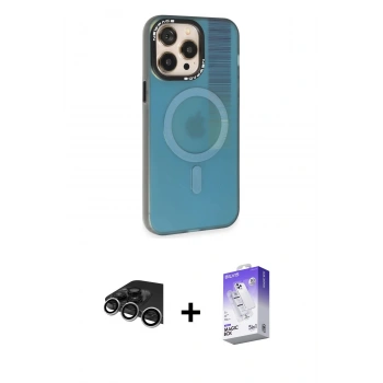 MARSİLYAN™- iPhone 14 Pro Max Kılıf Siluet Modern Koleksiyonu - Siyah Bilvis 5in1 3D Magic Cam Ekran Koruyucu + Raze Metal Kamera Lens - GS