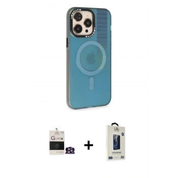 MARSİLYAN™- iPhone 14 Pro Max Kılıf Siluet Modern Koleksiyonu - Siyah Bilvis Hayalet Cam Ekran Koruyucu + Bilvis Titan Kamera Lens - GS