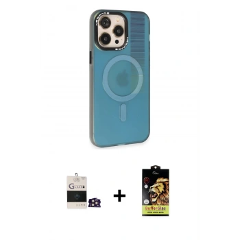 MARSİLYAN™- iPhone 14 Pro Max Kılıf Siluet Modern Koleksiyonu - Siyah Buffer Cam Ekran Koruyucu + Bilvis Titan Kamera Lens - GD