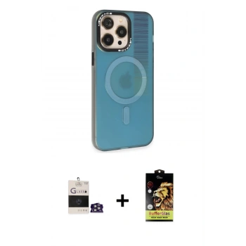 MARSİLYAN™- iPhone 14 Pro Max Kılıf Siluet Modern Koleksiyonu - Siyah Buffer Cam Ekran Koruyucu + Bilvis Titan Kamera Lens - GS