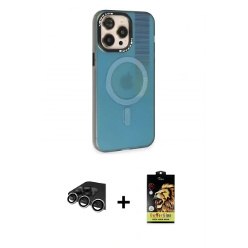 MARSİLYAN™- iPhone 14 Pro Max Kılıf Siluet Modern Koleksiyonu - Siyah Buffer Cam Ekran Koruyucu + Raze Metal Kamera Lens - GS