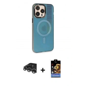 MARSİLYAN™- iPhone 14 Pro Max Kılıf Siluet Modern Koleksiyonu - Siyah Buffer Hayalet Cam Ekran Koruyucu + Raze Metal Kamera Lens - GS