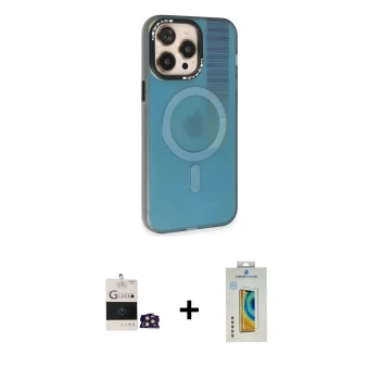 MARSİLYAN™- iPhone 14 Pro Max Kılıf Siluet Modern Koleksiyonu - Siyah Polymer Nano Ekran Koruyucu + Bilvis Titan Kamera Lens - GD