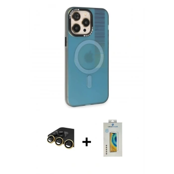 MARSİLYAN™- iPhone 14 Pro Max Kılıf Siluet Modern Koleksiyonu - Siyah Polymer Nano Ekran Koruyucu + Raze Metal Kamera Lens - GD