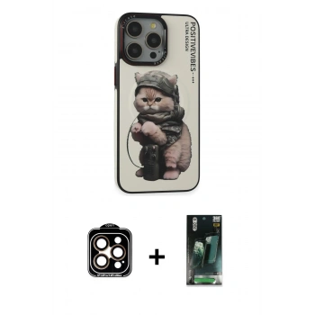 MARSİLYAN™- iPhone 14 Pro Max Kılıf Siluet Modern Özel Seri - Şeffaf 360 Full Body Arka Koruyucu + PVD Metal Kamera Lens - TU