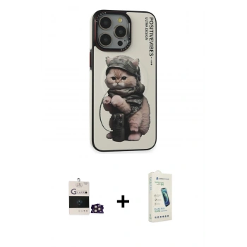 MARSİLYAN™- iPhone 14 Pro Max Kılıf Siluet Modern Özel Seri - Şeffaf Pasifik Cam Ekran Koruyucu + Bilvis Titan Kamera Lens - GD