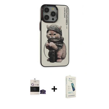 MARSİLYAN™- iPhone 14 Pro Max Kılıf Siluet Modern Özel Seri - Şeffaf Pasifik Cam Ekran Koruyucu + Bilvis Titan Kamera Lens - SH