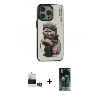 MARSİLYAN™- iPhone 14 Pro Max Kılıf Siluet Modern Özel Seri - Siyah 360 Mat Full Body Arka Koruyucu + Bilvis Titan Kamera Lens - GS