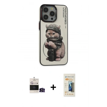 MARSİLYAN™- iPhone 14 Pro Max Kılıf Siluet Modern Özel Seri - Siyah 6D Mat Seramik Hayalet Nano Ekran Koruyucu + Bilvis Titan Kamera Lens - SH