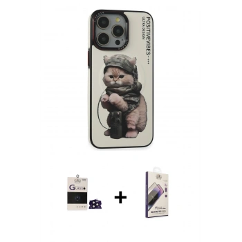 MARSİLYAN™- iPhone 14 Pro Max Kılıf Siluet Modern Özel Seri - Siyah Bilvis 3D Mat Cam Ekran Koruyucu + Bilvis Titan Kamera Lens - DNMR