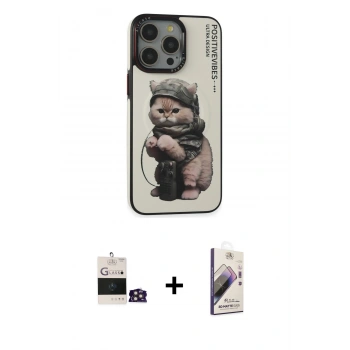 MARSİLYAN™- iPhone 14 Pro Max Kılıf Siluet Modern Özel Seri - Siyah Bilvis 3D Mat Cam Ekran Koruyucu + Bilvis Titan Kamera Lens - GD