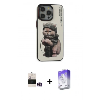 MARSİLYAN™- iPhone 14 Pro Max Kılıf Siluet Modern Özel Seri - Siyah Bilvis 5in1 3D Magic Cam Ekran Koruyucu + Bilvis Titan Kamera Lens - GD