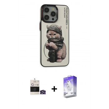 MARSİLYAN™- iPhone 14 Pro Max Kılıf Siluet Modern Özel Seri - Siyah Bilvis 5in1 3D Magic Cam Ekran Koruyucu + Bilvis Titan Kamera Lens - GS