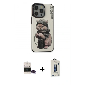 MARSİLYAN™- iPhone 14 Pro Max Kılıf Siluet Modern Özel Seri - Siyah Bilvis Hayalet Cam Ekran Koruyucu + Bilvis Titan Kamera Lens - GD