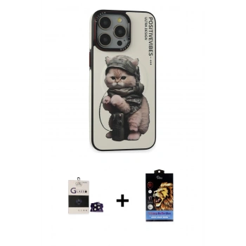 MARSİLYAN™- iPhone 14 Pro Max Kılıf Siluet Modern Özel Seri - Siyah Buffer Hayalet Cam Ekran Koruyucu + Bilvis Titan Kamera Lens - SH