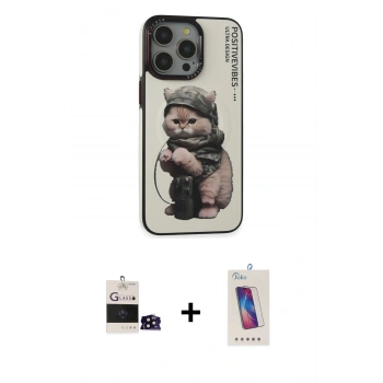 MARSİLYAN™- iPhone 14 Pro Max Kılıf Siluet Modern Özel Seri - Siyah Joko 5D Cam + Bilvis Titan Kamera Lens - SH