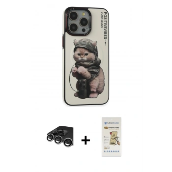 MARSİLYAN™- iPhone 14 Pro Max Kılıf Siluet Modern Özel Seri - Siyah Mat Seramik Nano Ekran Koruyucu + Raze Metal Kamera Lens - GS