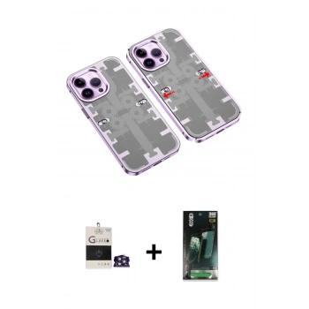 MARSİLYAN™- iPhone 14 Pro Max Kılıf Ufuk Doku Prime - Şeffaf 360 Full Body Arka Koruyucu + Bilvis Titan Kamera Lens - GS