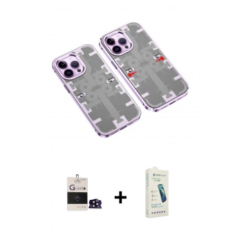 MARSİLYAN™- iPhone 14 Pro Max Kılıf Ufuk Doku Prime - Şeffaf Pasifik Cam Ekran Koruyucu + Bilvis Titan Kamera Lens - SH