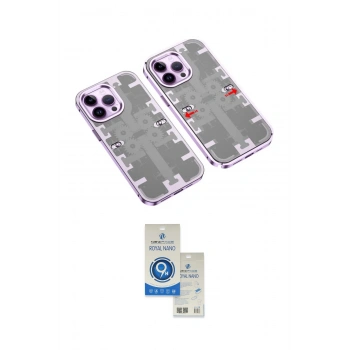 MARSİLYAN™- iPhone 14 Pro Max Kılıf Ufuk Doku Prime - Şeffaf Royal Nano Ekran Koruyucu