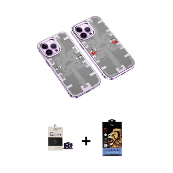 MARSİLYAN™- iPhone 14 Pro Max Kılıf Ufuk Doku Prime - Siyah Buffer Hayalet Cam Ekran Koruyucu + Bilvis Titan Kamera Lens - SH