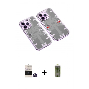 MARSİLYAN™- iPhone 14 Pro Max Kılıf Ufuk Doku Prime - Siyah Joko Magic 5D Hayalet Cam + Bilvis Titan Kamera Lens - DNMR