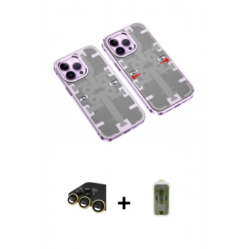 MARSİLYAN™- iPhone 14 Pro Max Kılıf Ufuk Doku Prime - Siyah Joko Magic 5D Hayalet Cam + Raze Metal Kamera Lens - GD